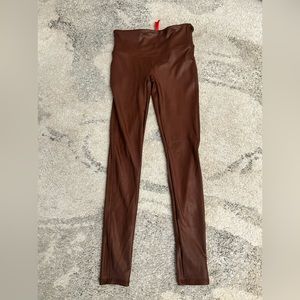 SPANX Faux Leather Leggings, Size Small, Mahogany colored. Worn once.